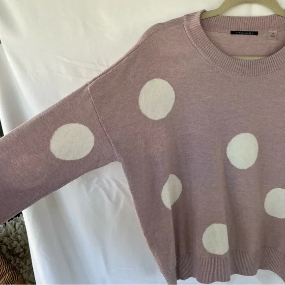 T TAHARI Long Sleeve Crewneck Pullover Sweater in Blush/Ivory Women's Sz Medium - Picture 2 of 6